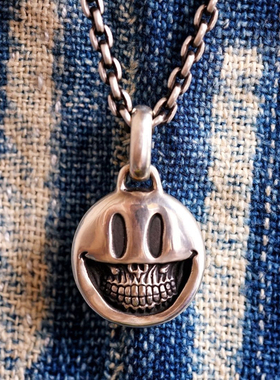 欲望车间原创情侣笑脸骷髅银吊坠