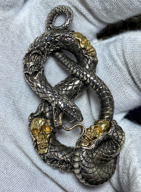 渡鸦原创暗黑吞噬之魂纯银蛇吊坠