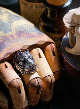 渡鸦专属欧美纯银手工比特犬戒指