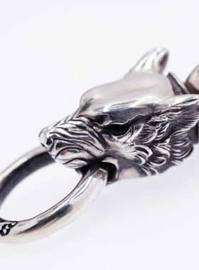 渡鸦专属手工纯银做旧狼头手链