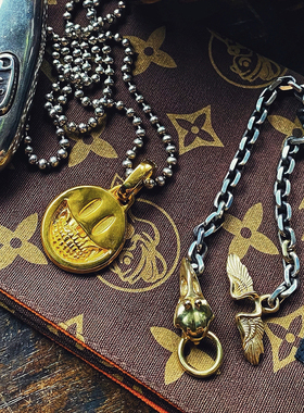 渡鸦专属乌鸦头骨银手链手工黄金