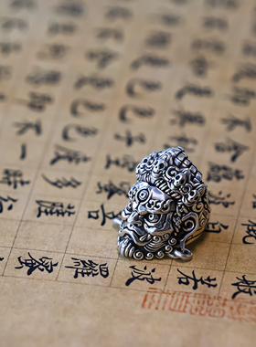 渡鸦原创藏传机甲风大黑天银戒指