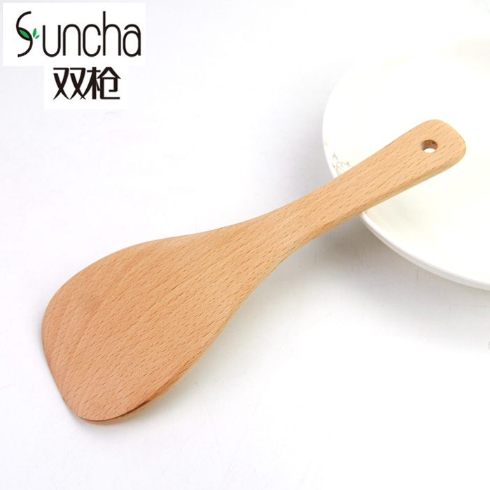 双枪实木盛饭饭勺木头勺子实木无漆米饭铲子不沾家用电饭锅CZ3221 - 图1