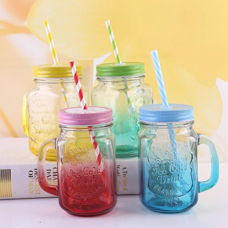 玻璃带盖带手柄带吸管把子杯果汁扎啤酒公鸡杯果酒饮料杯马克杯,淘宝优惠券,粉丝福利购,淘宝优惠卷