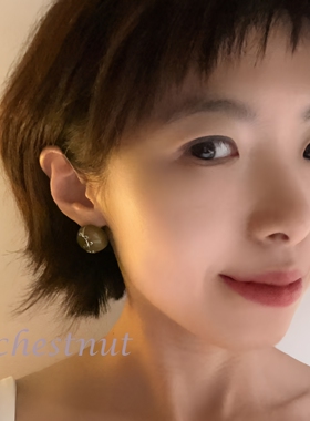 法式温柔橄榄绿釉面圆耳钉 手工银线藤蔓新中式知性百搭耳饰