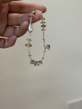 S925纯银美拉德色系天然水晶碎银子泰银手链轻奢精致高级感银链子