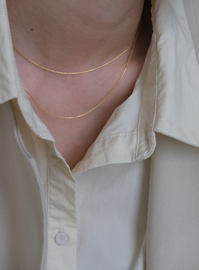 超细蛇骨链项链锁骨链14K包金