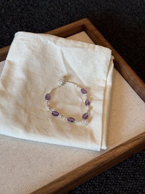 天然紫水晶粉晶手链泰银纯银手串能量补给小众精致高级感手链