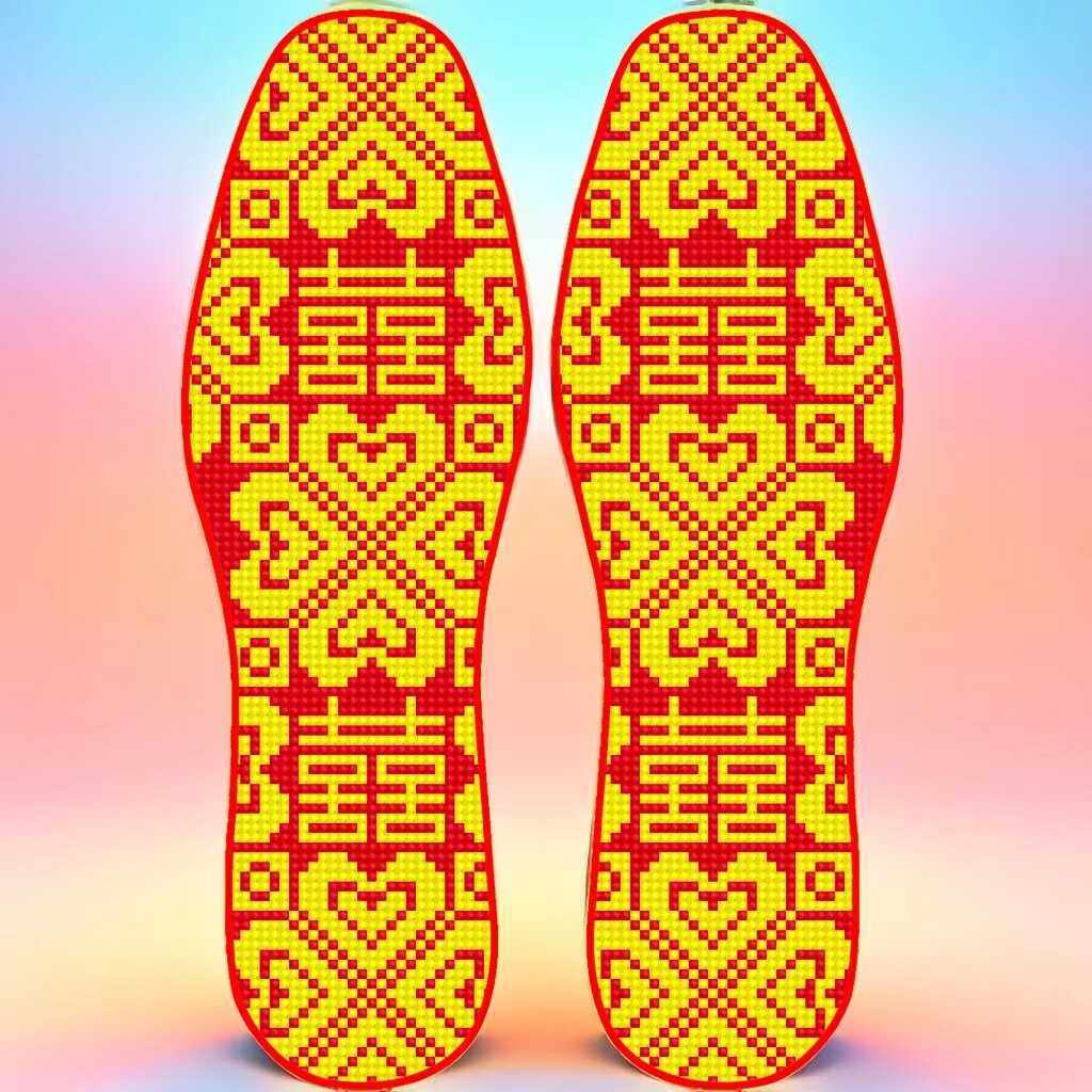 结婚的喜庆红色底双喜凤凰七星八卦十字绣鞋垫男女加厚针线半成品,淘宝优惠券,粉丝福利购,淘宝优惠卷