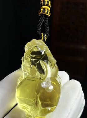 正品天然黄水晶貔貅吊坠项链毛衣链男女款项链挂件饰品礼物送女友