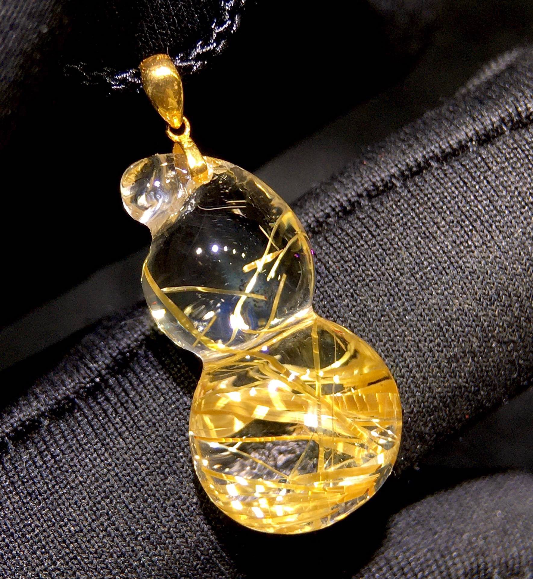 正品天然钛晶葫芦吊坠项链18k金男女款毛衣链挂件饰品礼物送礼饰,淘宝优惠券,粉丝福利购,淘宝优惠卷