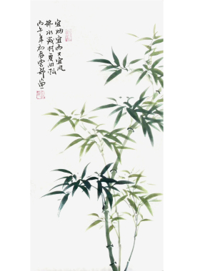 手绘国画竹报平安风水挂画定制