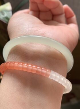 和田玉冰晴水镯子高冰荧光晴水叮当镯晴水小细条玉镯手镯53 54 55