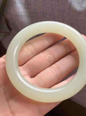 和田玉晴水肥圆条镯子青海野牛沟老料子肉底晴水粗圆条玉镯镯子58