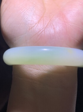 和田玉翠青手镯俄料白玉带翠青糖玉俏色手镯三色玉镯手镯镯子54