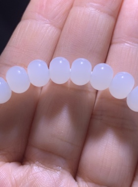 高货和田玉白玉手链俄料白玉一级白算盘珠手链女款手串手钏8mm