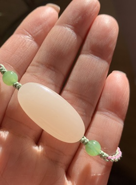 精品和田无藕粉手牌藕粉手链青海老料子藕粉手牌手链