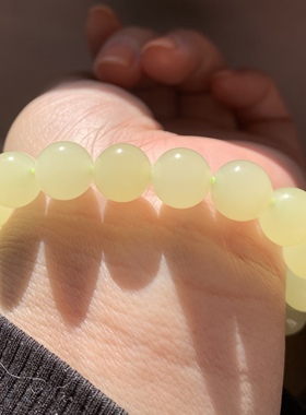 和田玉黄玉手链淡黄口手链鹅黄奶黄色女款手串手钏超细结构10