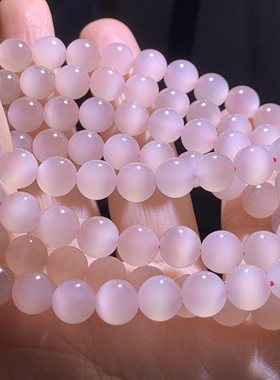 待毕业级别和田玉浓粉猫眼108浓藕粉一线活猫眼108项链手链毛衣链