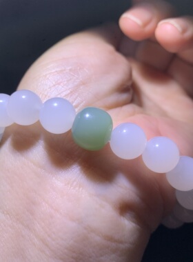 和田玉白玉手链青海野牛沟老料一级白肉底白玉手串手钏男女款10mm