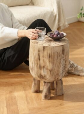 侘寂风天然木质树桩边几客厅手工摆件日常送礼高级感装饰