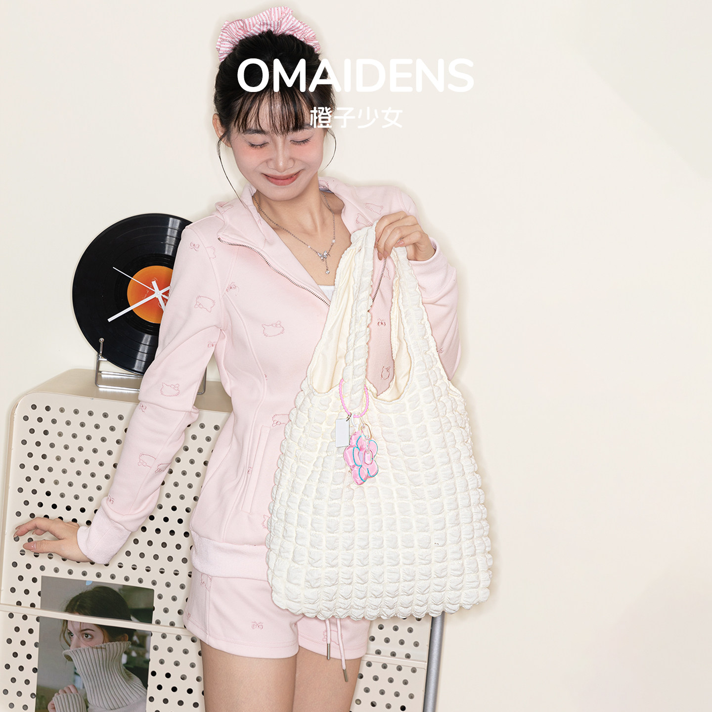 橙子少女韩系ins云朵包小众褶皱泡泡单肩包女百搭休闲通勤托特包,淘宝优惠券,粉丝福利购,淘宝优惠卷