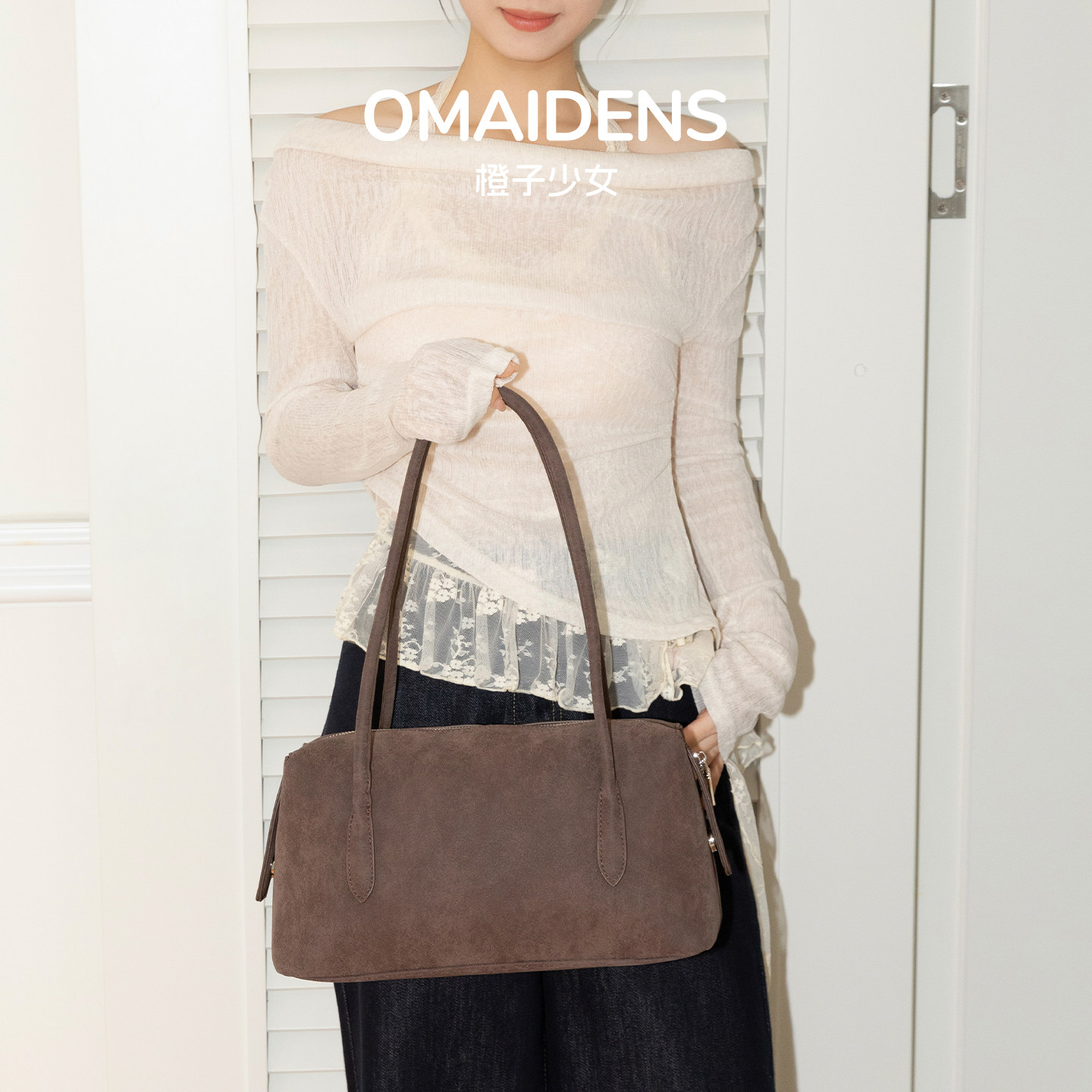 橙子少女复古麂皮保龄球包女2026新款腋下法棍包通勤手提单肩包包,淘宝优惠券,粉丝福利购,淘宝优惠卷