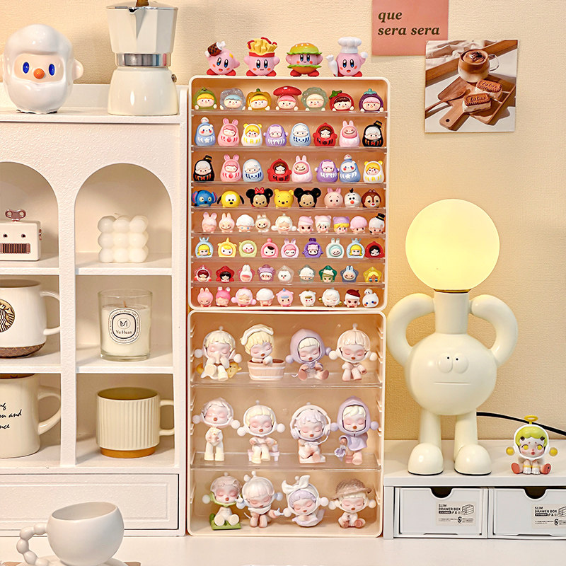 桌面萌粒收纳盒泡泡玛特公仔叠叠乐置物架盲盒展示架手办多层架子,淘宝优惠券,粉丝福利购,淘宝优惠卷
