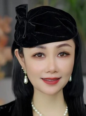 秋冬新款复古高级感金丝绒发箍女遮白发旗袍显脸小洋气法式半帽女