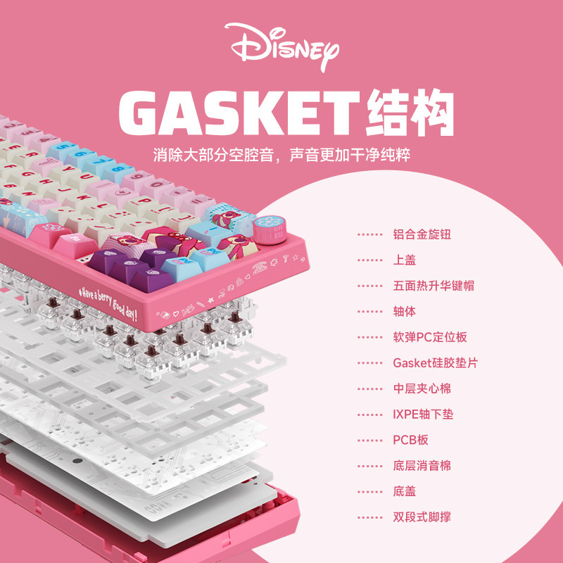 迪士尼草莓熊有线机械键盘办公游戏适用于平板电脑笔记本可爱女生,淘宝优惠券,粉丝福利购,淘宝优惠卷