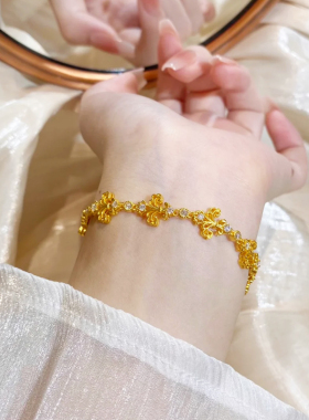 新款鸢尾花手链女生夏日项链轻奢小众精致沙金仿真黄色情人节礼物