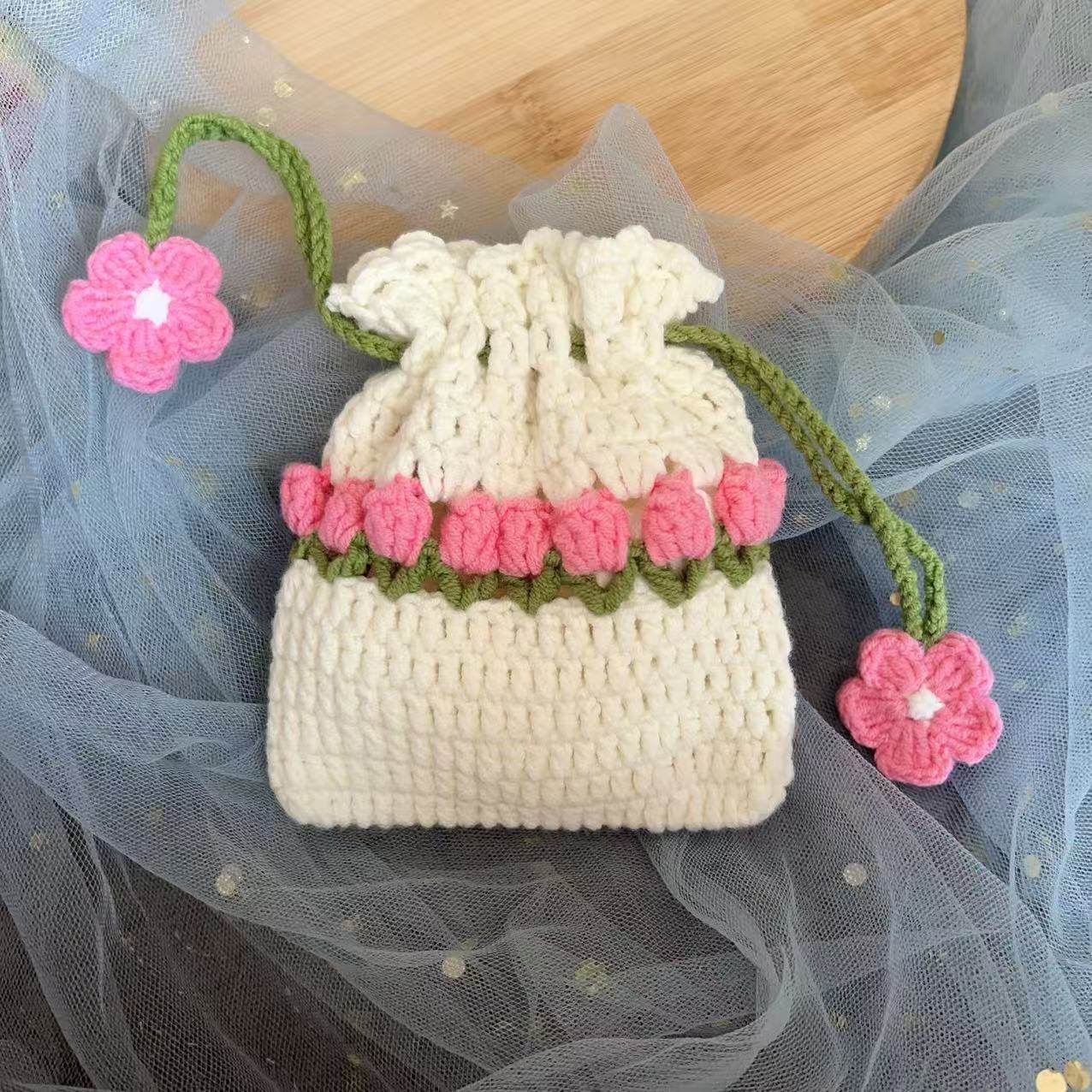 成品手工毛线钩织耳机包束口袋零钱包卡包儿童礼物,淘宝优惠券,粉丝福利购,淘宝优惠卷