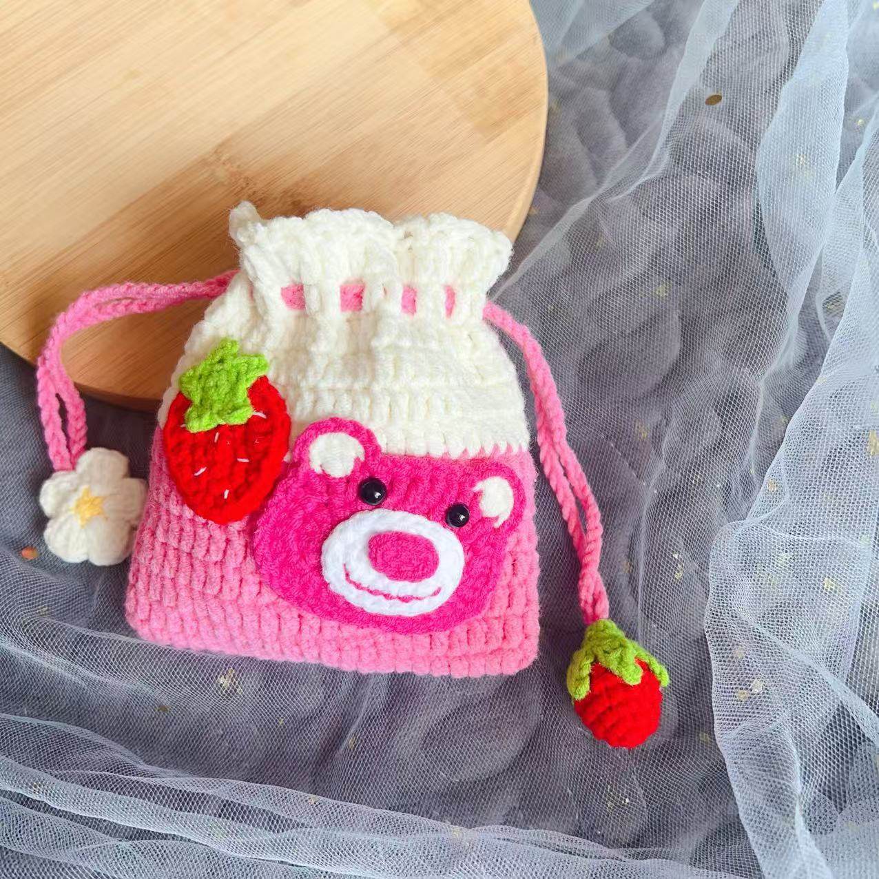 成品手工毛线钩织耳机包束口袋零钱包卡包儿童礼物,淘宝优惠券,粉丝福利购,淘宝优惠卷