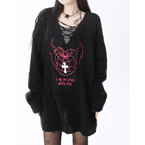 Finance not staying up all night American port Taste Vintage Chic Knit Sweater V Collar Spring style Lazy Wind Design Sensation Little Crowdwoman