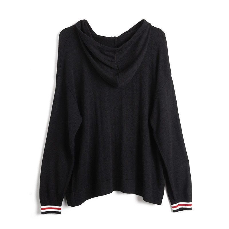 胖太太大码女装秋冬新品休闲连帽撞色宽松舒适羊毛衫潮622103810 - 图0