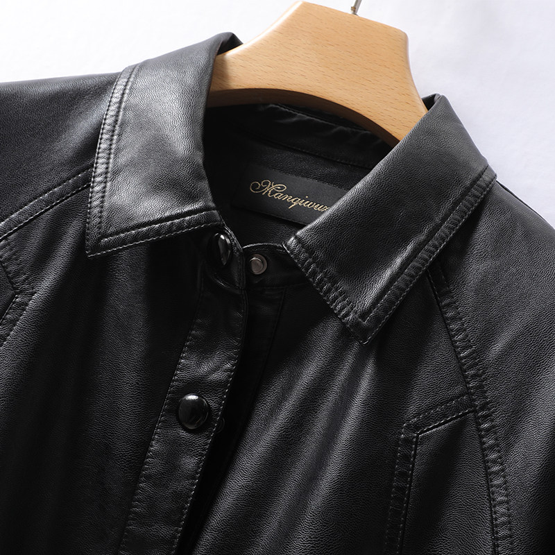 绵羊皮女外套短款翻领黑色显瘦海宁真皮2025单皮新款加大码女皮衣,淘宝优惠券,粉丝福利购,淘宝优惠卷