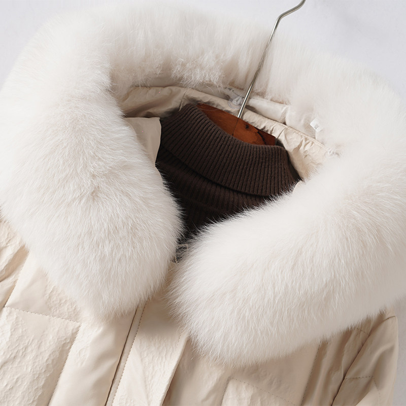 皮衣女真皮外套中长款连帽狐狸毛领90白鸭绒春秋海宁绵羊皮羽绒服,淘宝优惠券,粉丝福利购,淘宝优惠卷