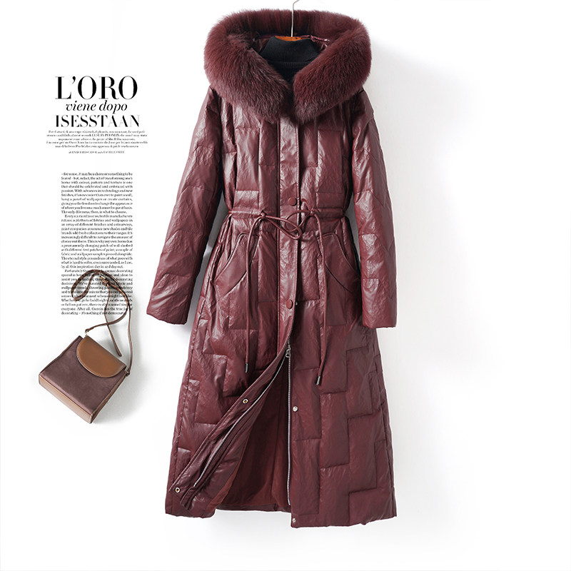 羽绒服皮衣女中长款狐狸毛领90白鸭绒春秋海宁真皮新款绵羊皮外套,淘宝优惠券,粉丝福利购,淘宝优惠卷