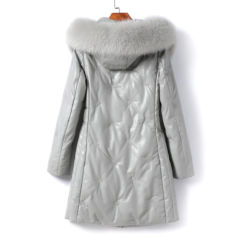 绵羊皮外套中长款连帽狐狸毛领加大码白鸭绒新款海宁真皮女皮衣,淘宝优惠券,粉丝福利购,淘宝优惠卷