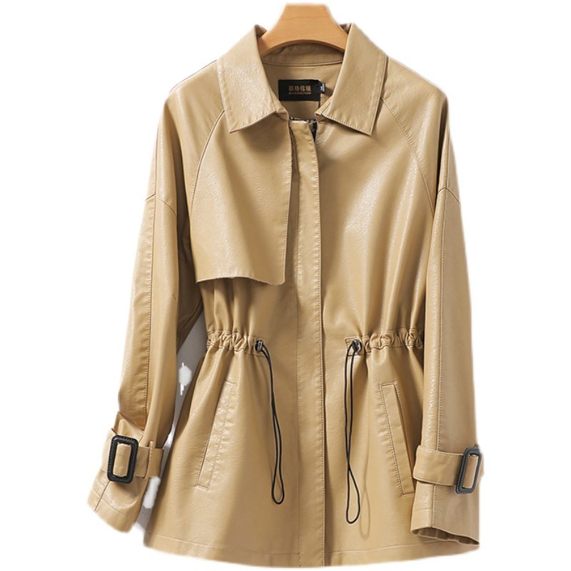 绵羊皮外套女常规韩版收腰驼色减龄小个子2025新款海宁真皮女皮衣,淘宝优惠券,粉丝福利购,淘宝优惠卷