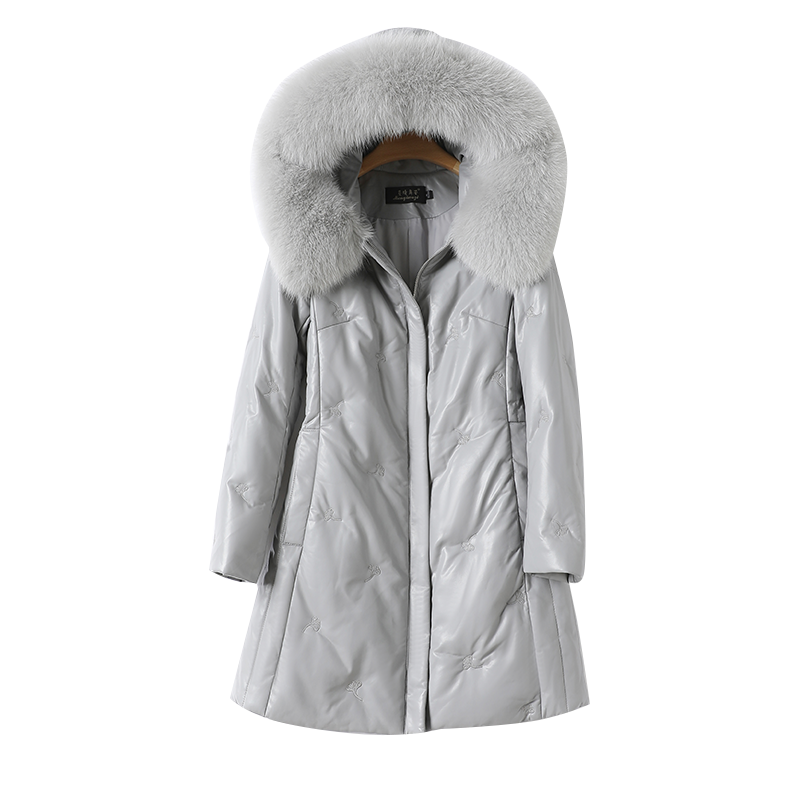 绵羊皮外套中长款连帽狐狸毛领加大码白鸭绒新款海宁真皮女皮衣,淘宝优惠券,粉丝福利购,淘宝优惠卷