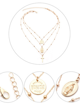 实用ins硬币十字架重叠项链