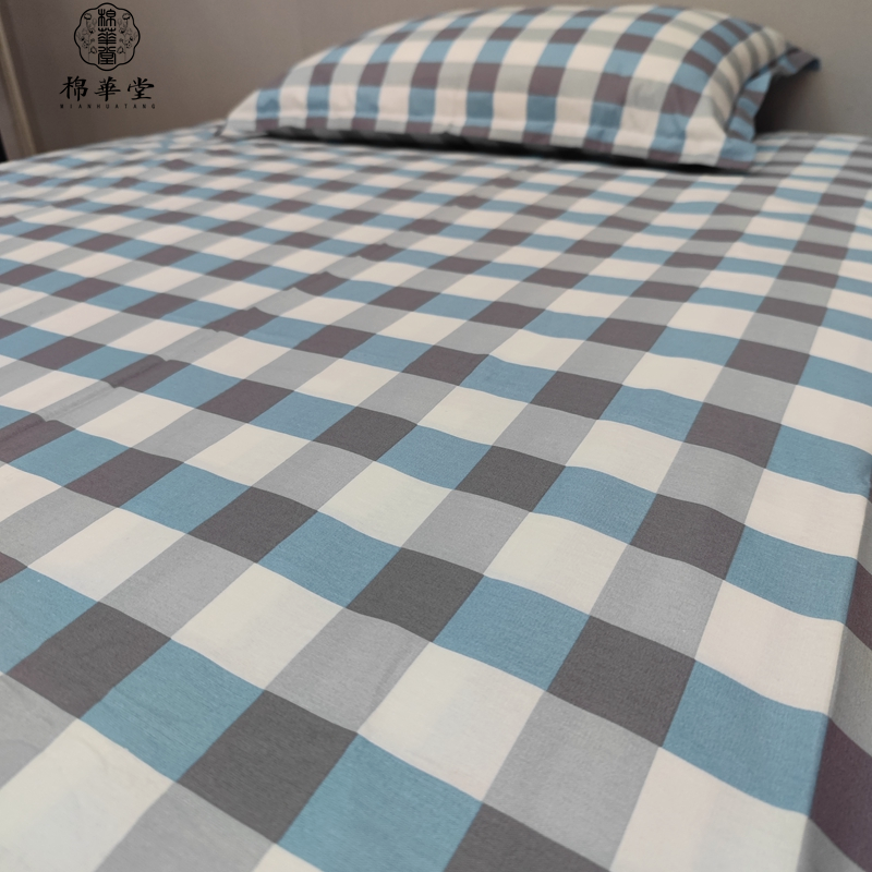 学生宿舍纯棉三件套上下铺床单被罩枕套方格床笠单双人全棉褥子套,淘宝优惠券,粉丝福利购,淘宝优惠卷