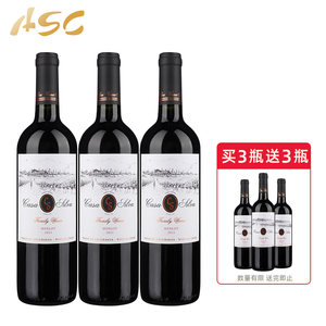 【买3送3】ASC白银玺瓦庄园家族之星梅洛干红葡萄酒智利进口红酒