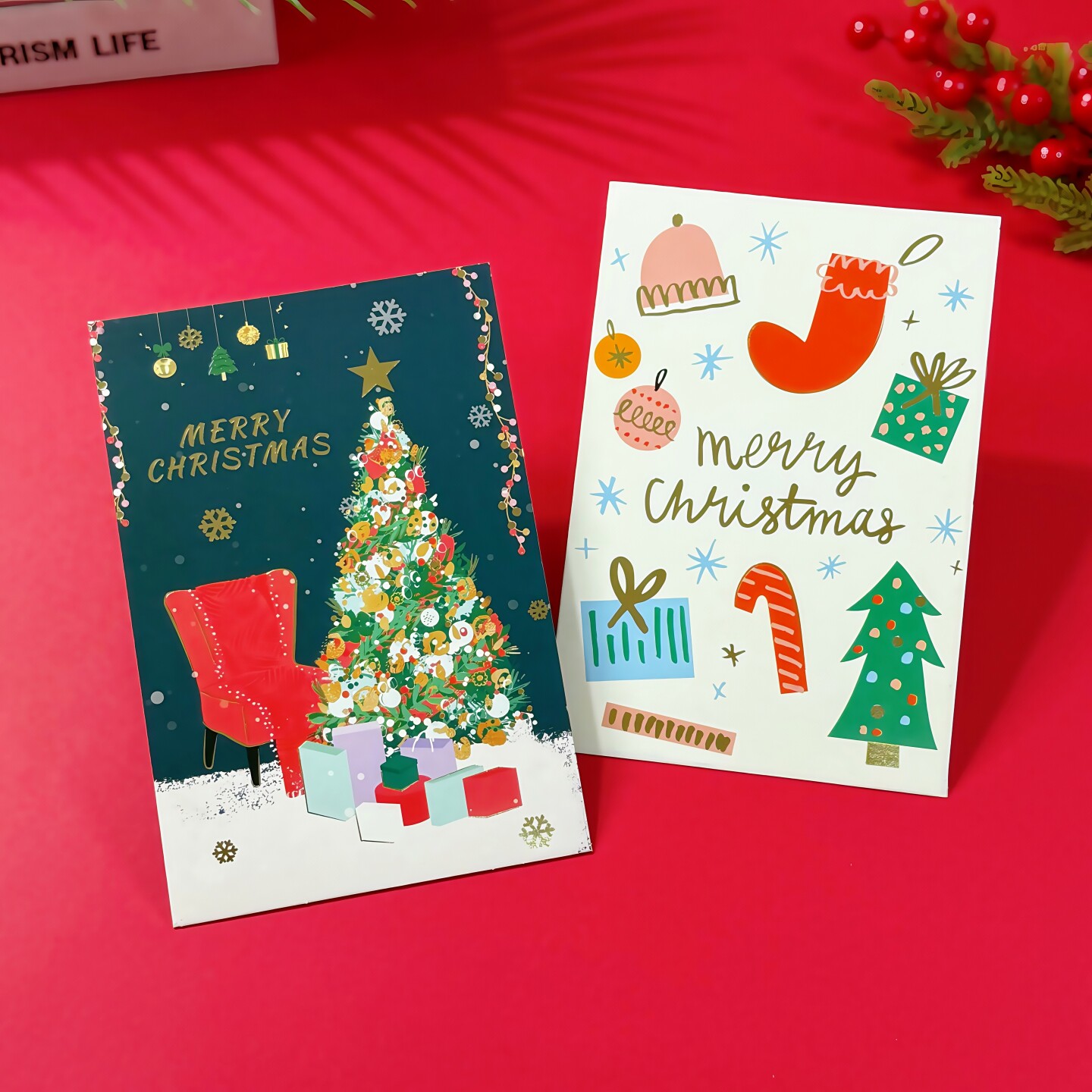 新款8张创意圣诞贺卡简约烫金高级感圣诞节卡片平安夜儿童礼物卡 - 图1