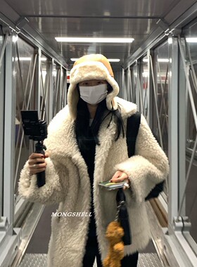 雷锋帽逛街法式女秋冬护耳羊羔毛