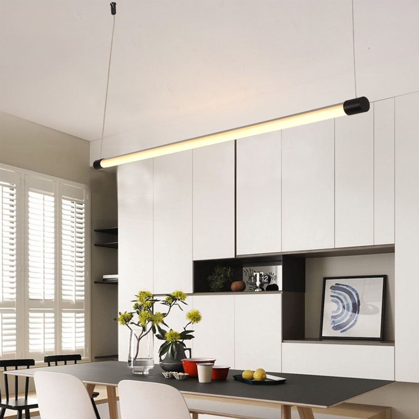 led长条灯办公室吧台氛围灯具设计师工作室一字现代简约餐厅吊灯 - 图2