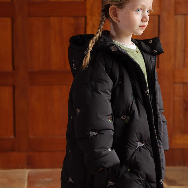 女童冬季新款洋气长款90白鸭绒羽绒服宝宝秋冬羽绒马甲冬装幼小童 - 图0