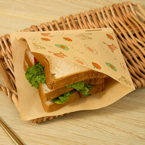 汉堡包装纸袋子一次性食品级防油三明治手抓饼煎饼早餐灌鸡蛋家用 - 图3