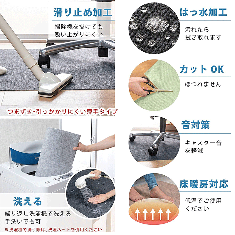 日本书桌地垫办公桌电竞转椅防滑垫电脑桌脚垫地毯木地板保护垫子 - 图2